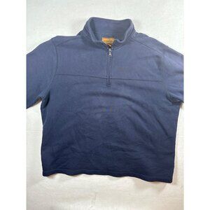 St. Johns Bay Navy Blue Mens 1/4 Zip Pullover Sweatshirt XL Cotton Blend